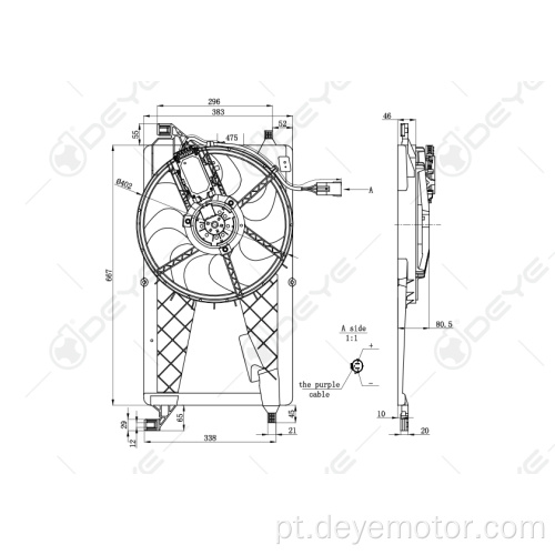 3M5H8C607RJ 0130307142 Ventilador de resfriamento do radiador